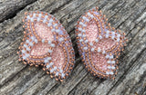 Native American beaded copper,earrings, rose gold flower beaded earrings, butterfly earrings, beaded earrings, Mardi Gras earrings