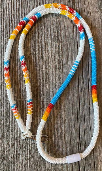 Safety Breakaway Lanyard, Beaded Lanyard, Native American Beaded Lanyard, Badge holder, long keychain, colourful lanyard