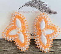 Native American Beaded Earrings, orange beaded earrings, butterfly earrings, flower earrings, neon earrings