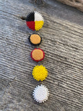 Medicine wheel shoulder duster beaded earrings, medicine wheel smoked hide beaded earrings,