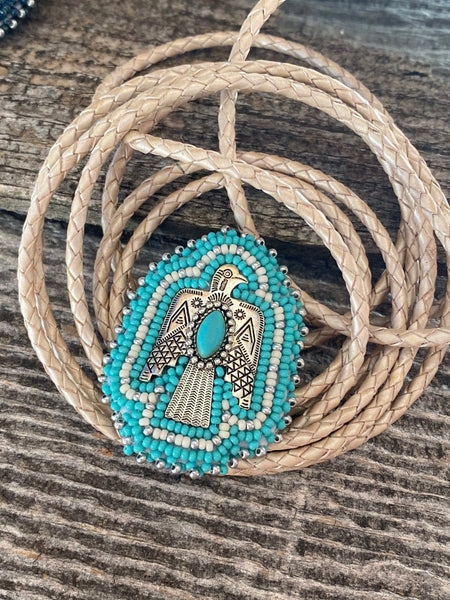 Beaded Thunderbird Bolo Tie, Western Bolo Tie