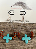 Turquoise & brown teardrop hoop earrings