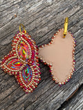 Red & gold beaded earrings