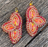 Red & gold beaded earrings