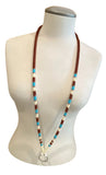 Brown & turquoise beaded safety lanyard, breakaway badge lanyard, ID holder, cruise essential