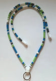 Green & blue beaded safety breakaway lanyard