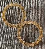 1 1/2 inch gold sun beaded earring