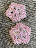 Beaded pink & silver star shaped earrings