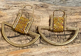 24 kt Gold plated delica beaded earrings, Native American beaded earrings, Ulu beaded earrings, unique earrings