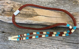 Brown & turquoise beaded safety lanyard, breakaway badge lanyard, ID holder, cruise essential