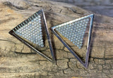 Beaded silver triangle earrings