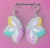 Native American Beaded Earrings, multi colour beaded earrings, butterfly earrings, Easter flower earrings, spring earrings,