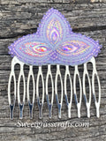 Native American beaded purple hair comb, Regalia, Girls regalia, beaded comb