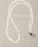 White confetti 17 or 21” Breakaway Lanyard, white multicolored safety lanyard