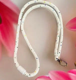 White confetti 17 or 21” Breakaway Lanyard, white multicolored safety lanyard