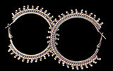 Purple & silver 2 1/2” beaded hoop earrings