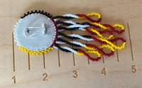 Beaded medicine wheel fringe earrings, Indigenous beaded fringe earrings