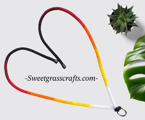 Unique Beaded unisex fire colours Lanyard, safety breakaway lanyard