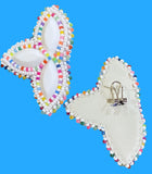 Frosted neon beaded earrings, large white & neon earrings, festival earrings