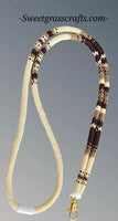 21” beaded cream gold and maroon lanyard, beaded safety breakaway lanyard