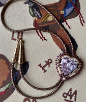 Beaded burgundy Bolo Tie, Western Bolo Tie