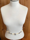 Beaded cream & brown round hatband with concho center, beaded round necklace, beaded hatband, beaded belt