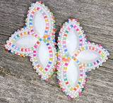 Frosted neon beaded earrings, large white & neon earrings, festival earrings