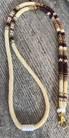 21” beaded cream gold and maroon lanyard, beaded safety breakaway lanyard