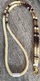 21” beaded cream gold and maroon lanyard, beaded safety breakaway lanyard