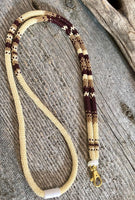 21” beaded cream gold and maroon lanyard, beaded safety breakaway lanyard