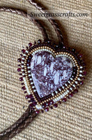 Beaded burgundy Bolo Tie, Western Bolo Tie