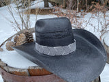 Black white beaded optical illusion hatband, cowboy hat band, sun hatband