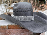 Black white beaded optical illusion hatband, cowboy hat band, sun hatband