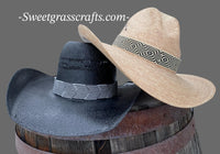 Black white beaded optical illusion hatband, cowboy hat band, sun hatband