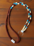 Brown & turquoise beaded safety lanyard, breakaway badge lanyard, ID holder, cruise essential