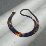 Pride Breakaway lanyard, Black Beaded Lanyard, Pride beaded lanyard, Badge holder, Cruise, key chain, ID carrier, Gay pride safety lanyard