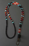 Black with multiple colour beaded safety breakaway lanyard