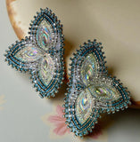 Crystal & Blue Mardi Gras Earrings Sweetgrasscrafts