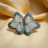 Crystal & Blue Mardi Gras Earrings Sweetgrasscrafts