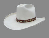 Beaded brown western cross hat band, Brown & cream Navajo cross hatband, southwestern beaded hatband