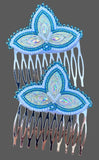 Native American beaded hair comb-aqua white