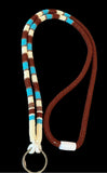 Brown & turquoise beaded safety lanyard, breakaway badge lanyard, ID holder, cruise essential