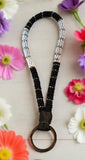 Black & white keychain, Beaded key chain, 5” wristlet beaded keychain, Beaded wristlet, beaded key fob,wristlet