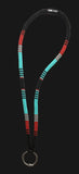Beaded turquoise & red lanyard, safety lanyard, breakaway lanyard, Badge holder, long keychain, ID holder, cruise essential
