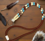 Brown & turquoise beaded safety lanyard, breakaway badge lanyard, ID holder, cruise essential