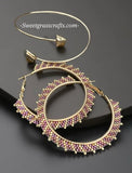 Handmade Beaded Hoop Earrings & Arrow Bangle Set, Iridescent Purple Gold Statement Jewelry, Boho Hoop Earrings Sweetgrass Crafts