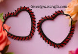 Beaded spike heart hoop earrings