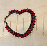 Beaded spike heart hoop earrings