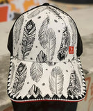 Beaded Ariat feather baseball cap, baseball hat, Native American beaded baseball hat, OOAK wearable art