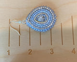 Silver beaded earrings, wedding earrings, something blue teardrop earrings